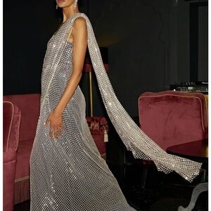 Glamorous Silver One Shoulder Lehenga